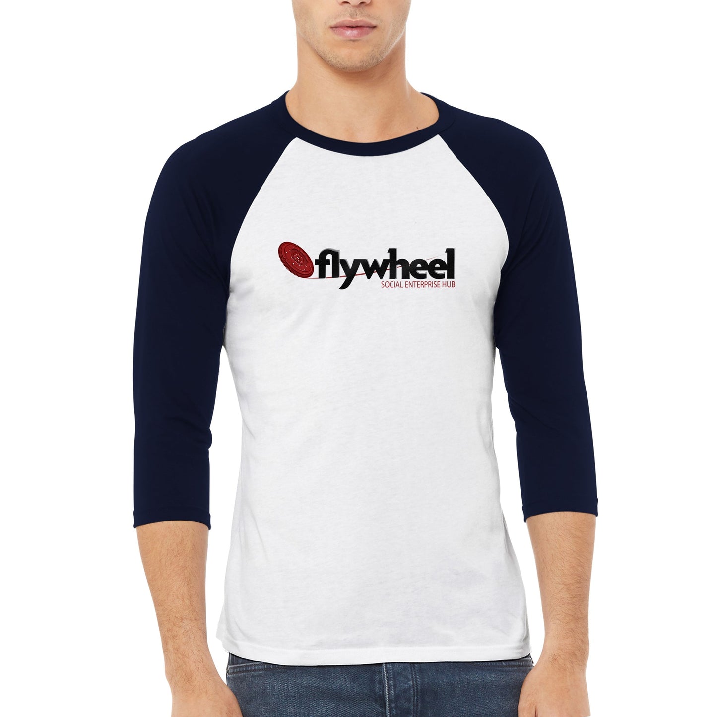 Flywheel Social Enterprise Hub -Unisex 3/4 sleeve Raglan T-shirt