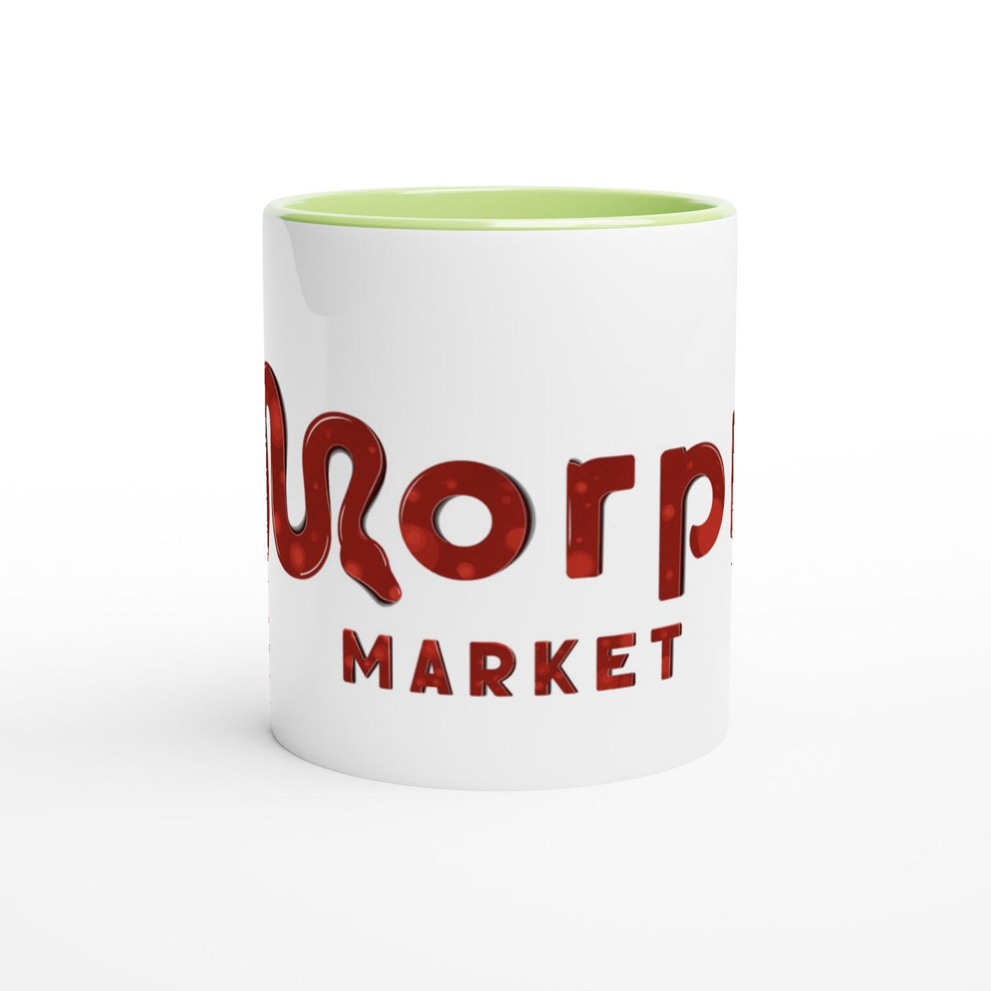 Morph Market (Red Circles) - White 11oz Ceramic Mug with Color Inside