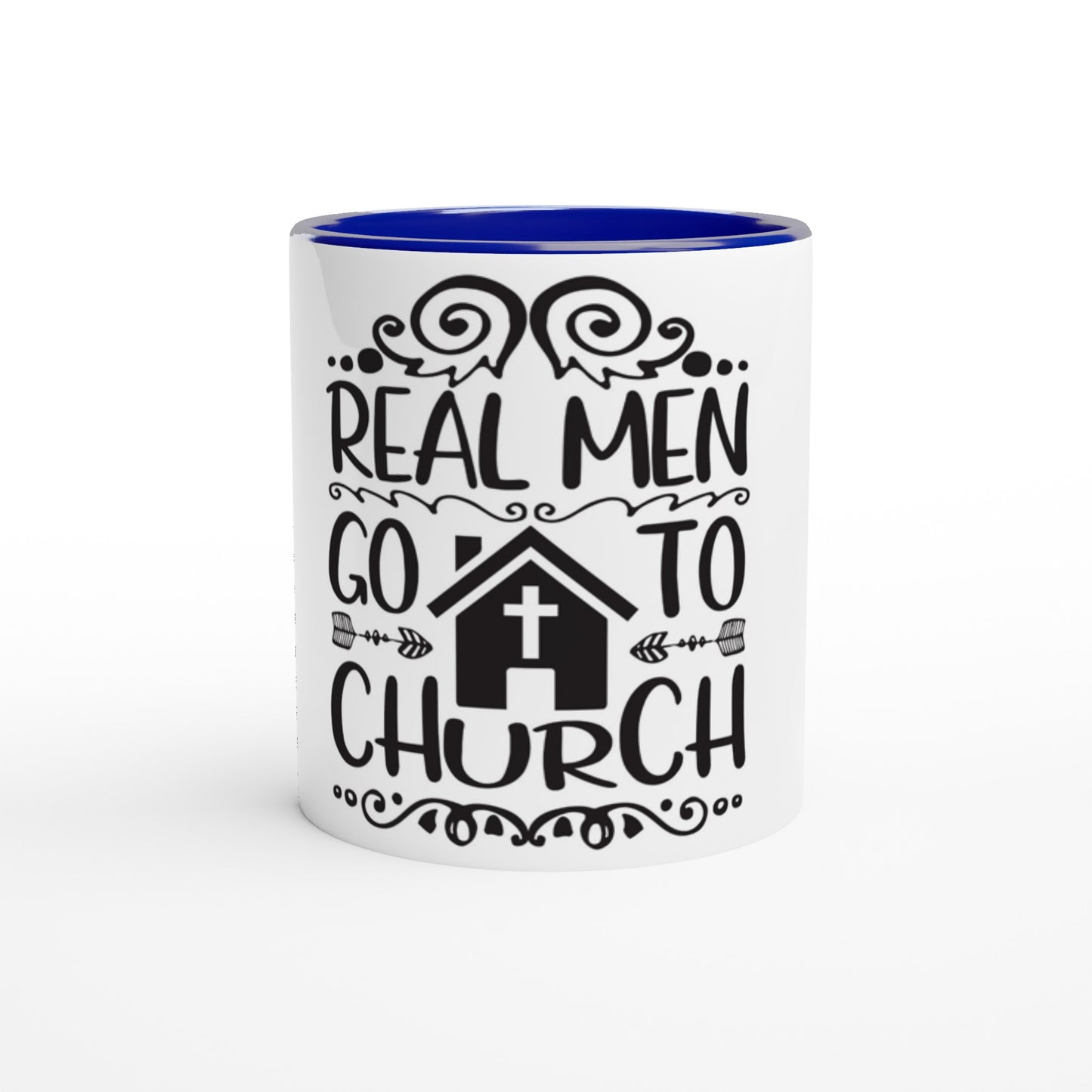 Real Men Go To Church - White 11oz Ceramic Mug with Color Inside