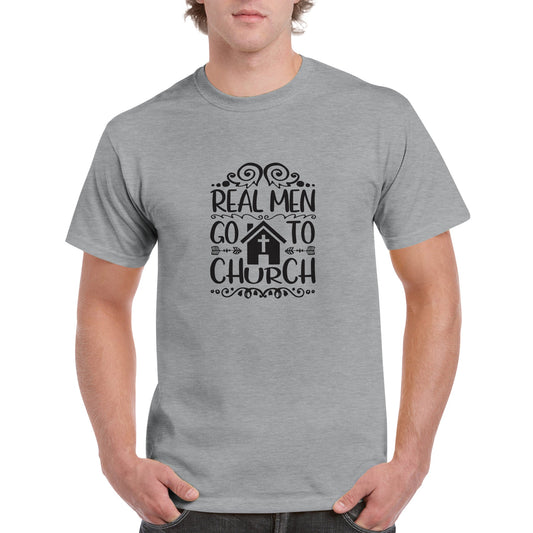 Real Men Go To Church - Heavyweight Unisex Crewneck T-shirt