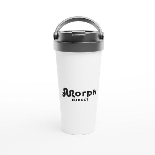 Morph Market (Dark Circles) - White 15oz Stainless Steel Travel Mug