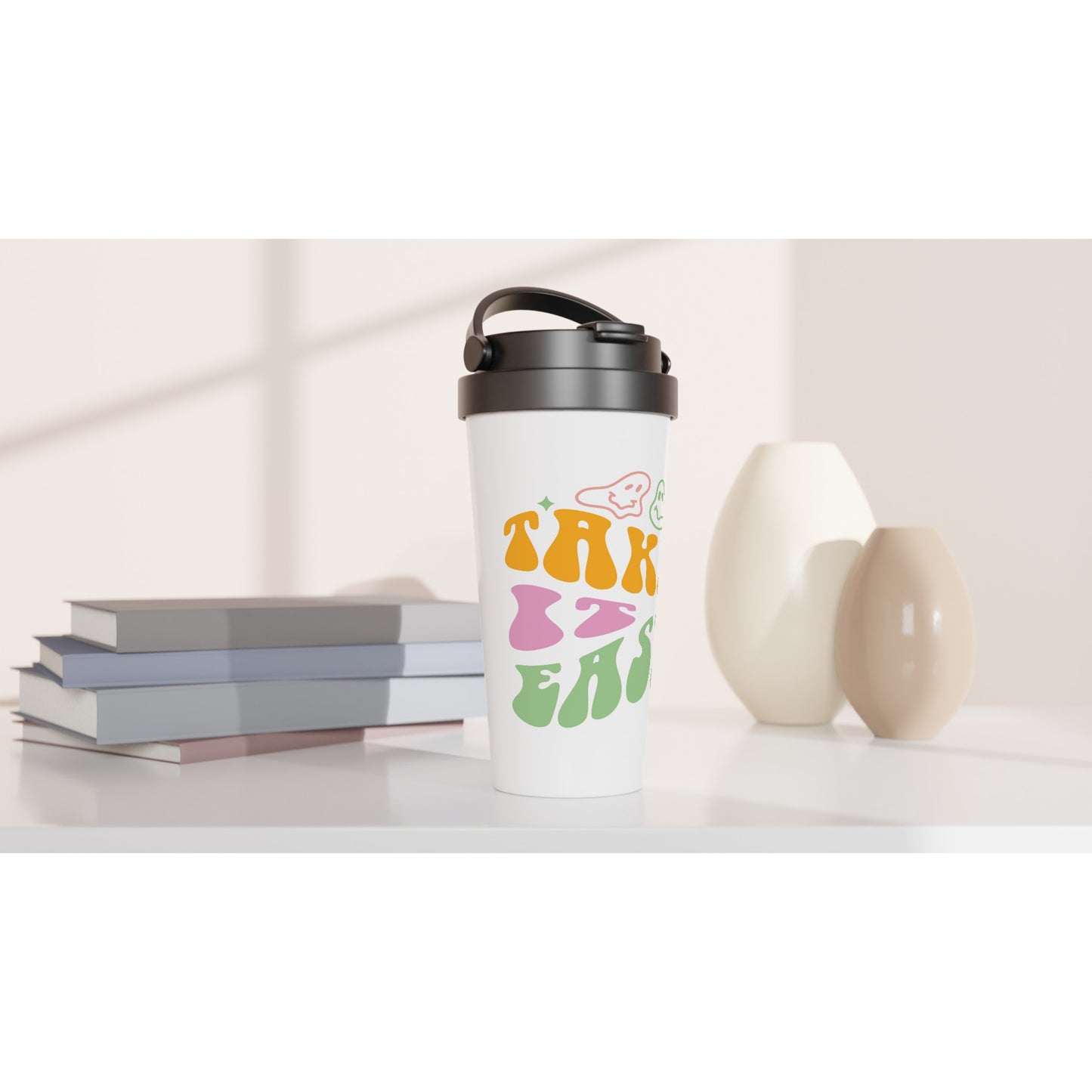 Take It Easy - White 15oz Stainless Steel Travel Mug