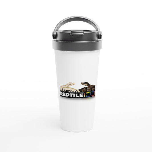 Darrian's Reptile Hub - White 15oz Stainless Steel Travel Mug