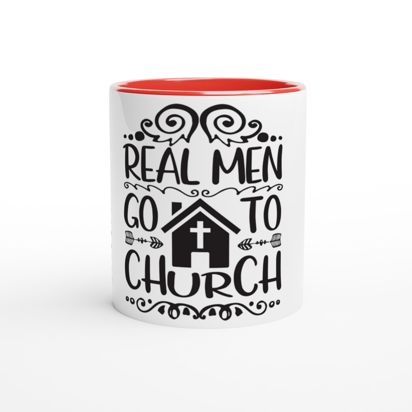 Real Men Go To Church - White 11oz Ceramic Mug with Color Inside