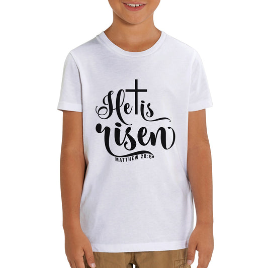 He is Risen (Matthew 20:6) - Organic Kids Crewneck T-shirt