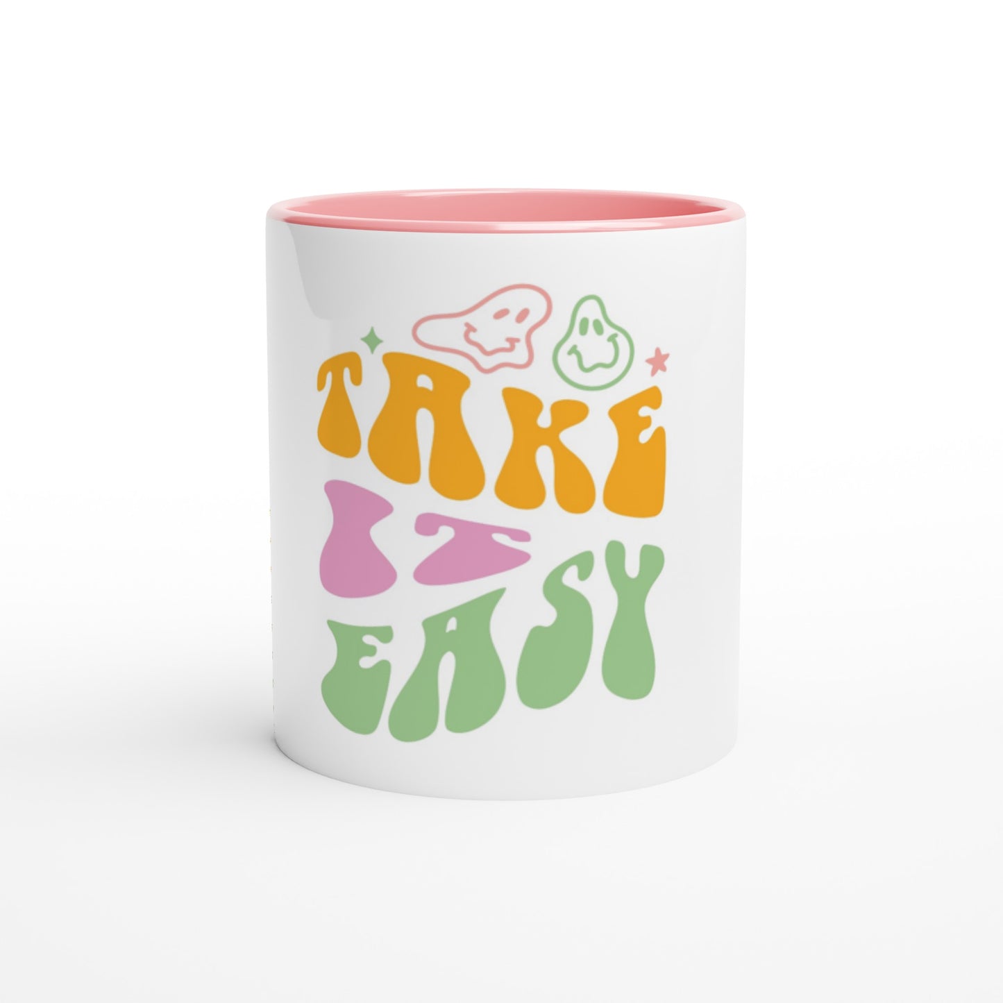 Take It Easy - White 11oz Ceramic Mug with Color Inside