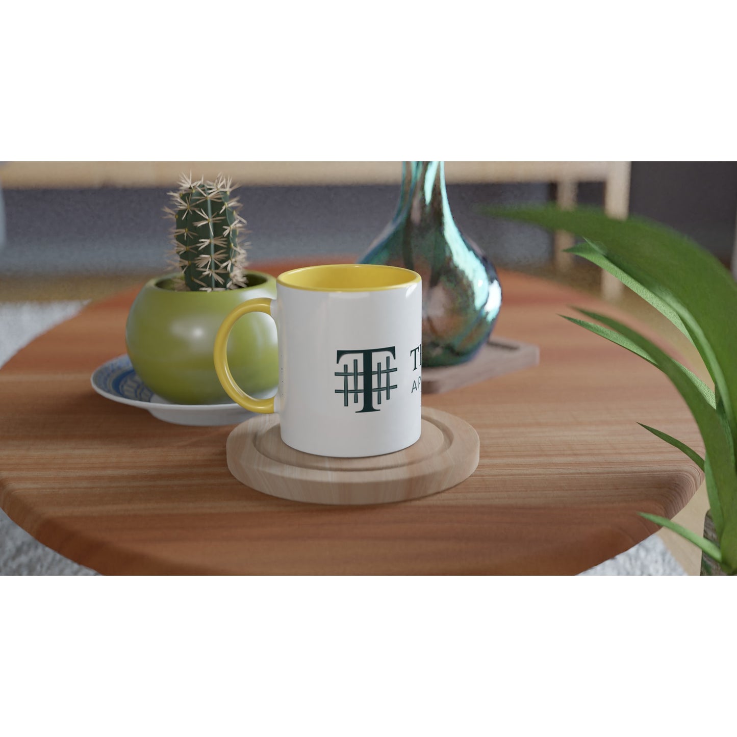 Textile Apartments - White 11oz Ceramic Mug with Color Inside