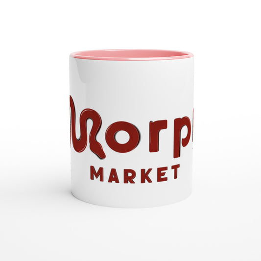 Morph Market (Red) - White 11oz Ceramic Mug with Color Inside