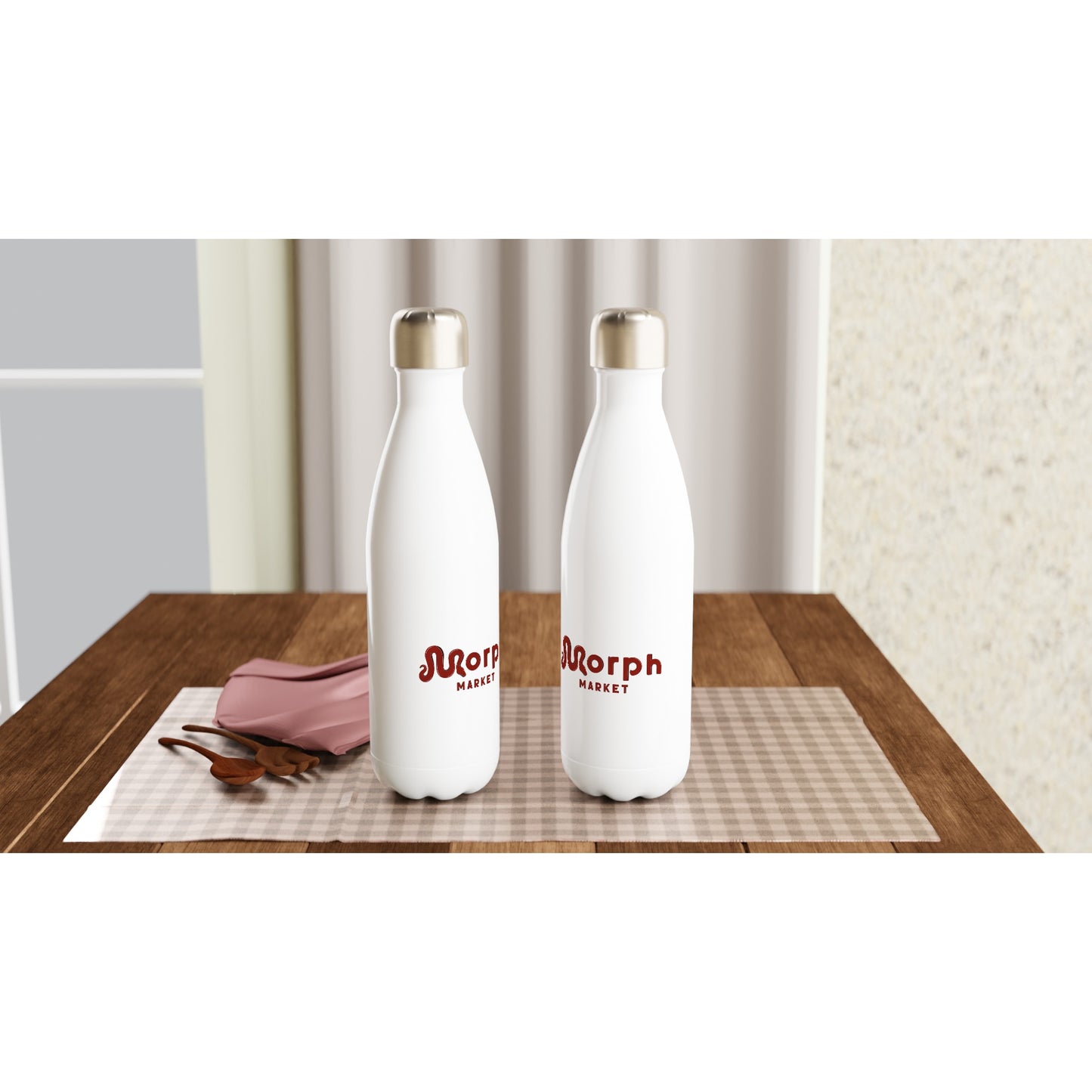 Morph Market (Red) - White 17oz Stainless Steel Water Bottle