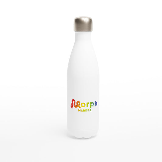 Morph Market (Rainbow Circles) - White 17oz Stainless Steel Water Bottle