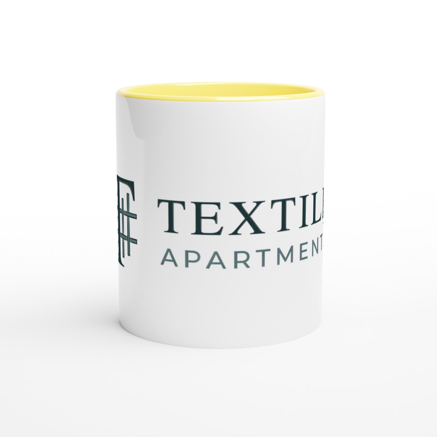 Textile Apartments - White 11oz Ceramic Mug with Color Inside
