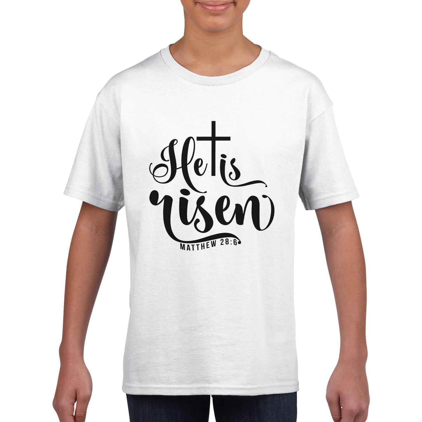 He is Risen (Matthew 20:6) - Classic Kids Crewneck T-shirt