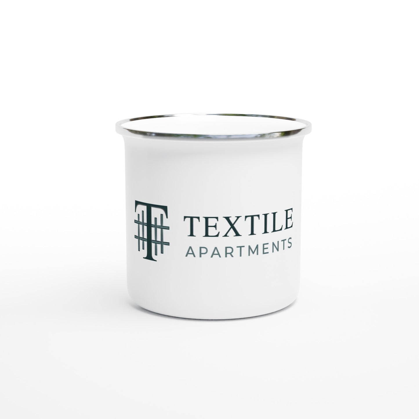 Textile Apartments - White 12oz Enamel Mug