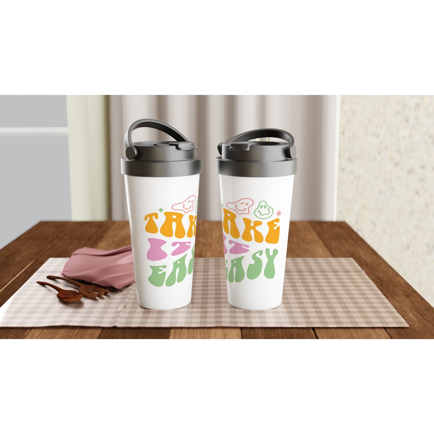 Take It Easy - White 15oz Stainless Steel Travel Mug