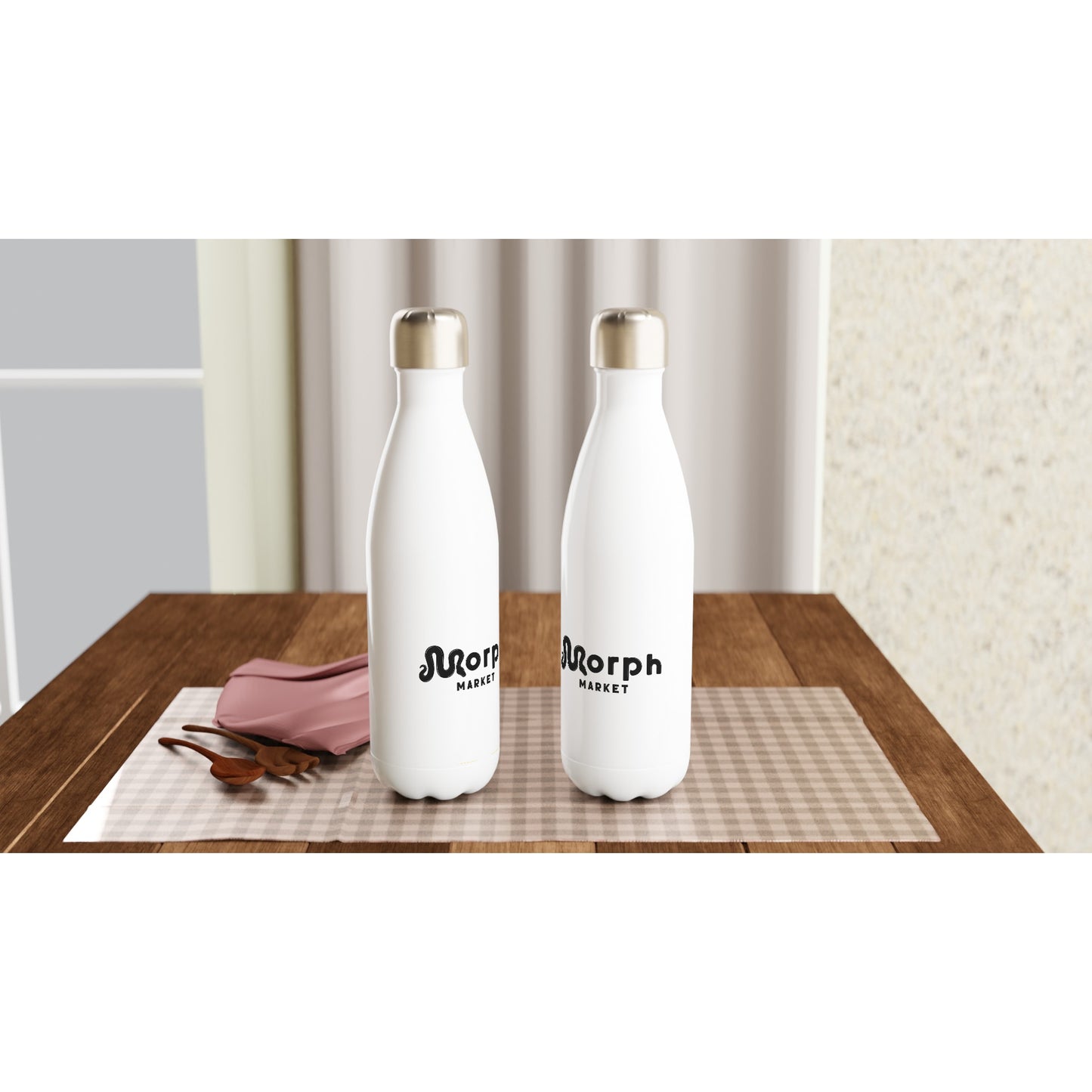 Morph Market (Dark) - White 17oz Stainless Steel Water Bottle