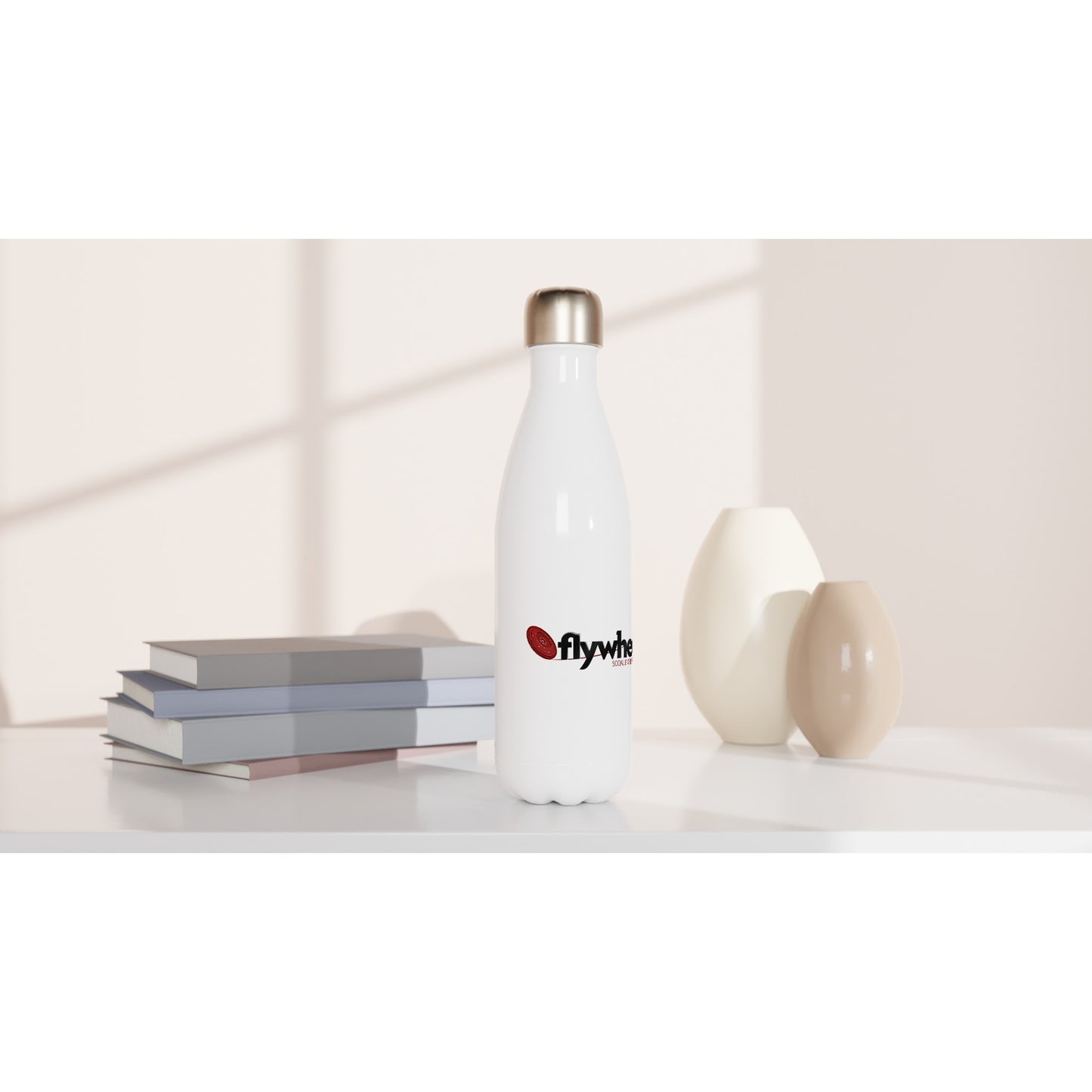 Flywheel Social Enterprise Hub - White 17oz Stainless Steel Water Bottle