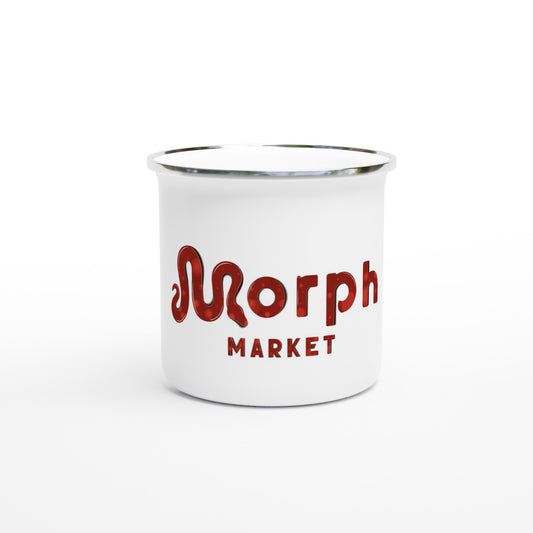 Morph Market (Red Circles) - White 12oz Enamel Mug