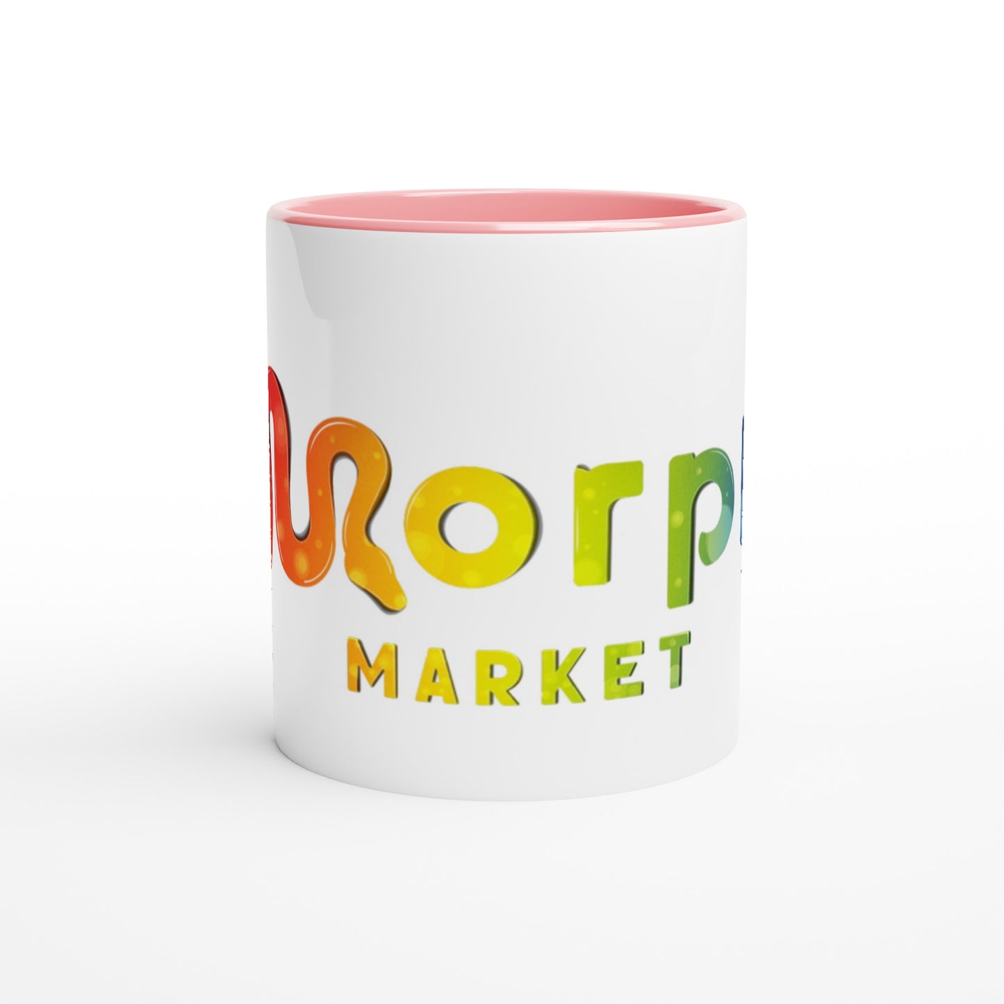 Morph Market (Rainbow Circles) - White 11oz Ceramic Mug with Color Inside