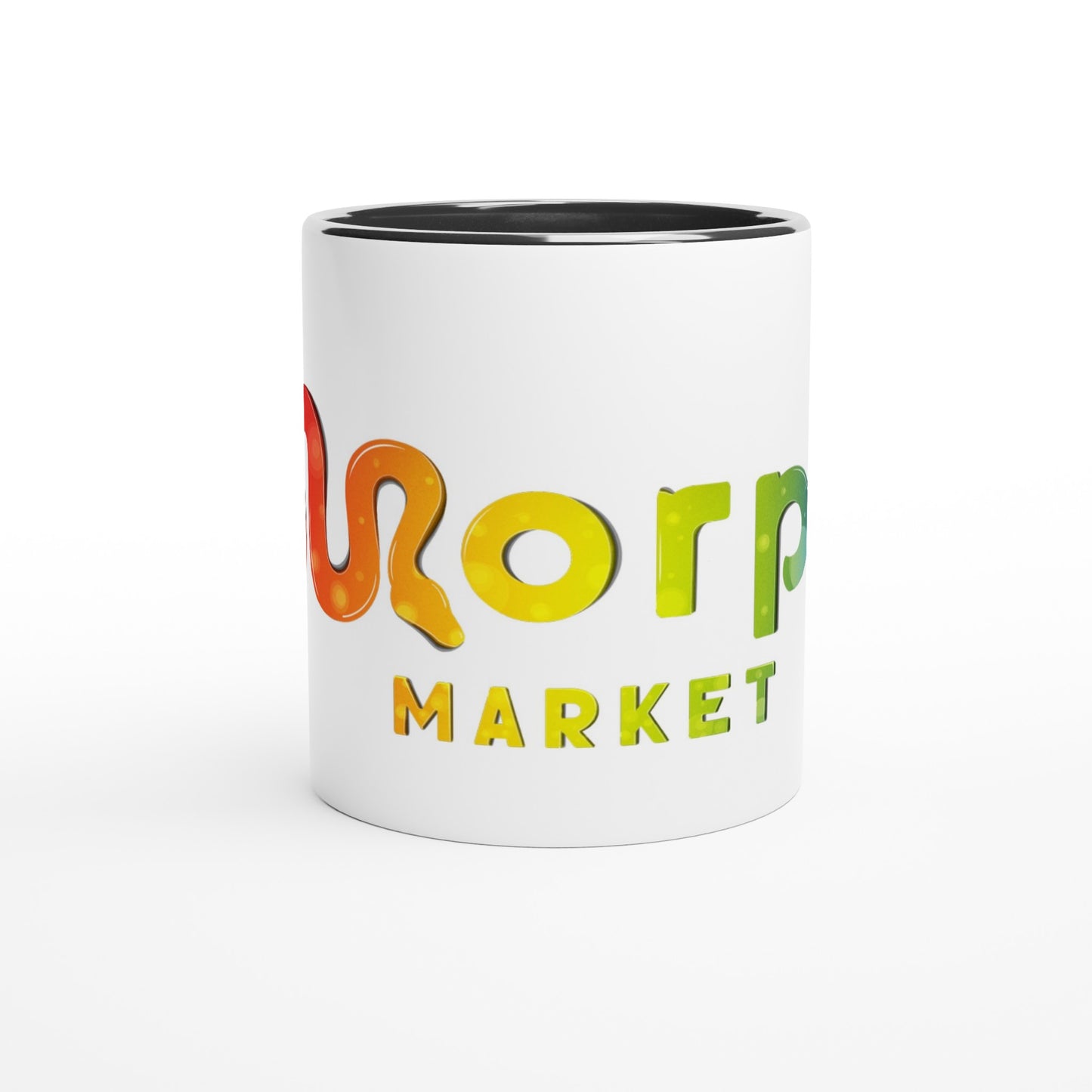 Morph Market (Rainbow Circles) - White 11oz Ceramic Mug with Color Inside
