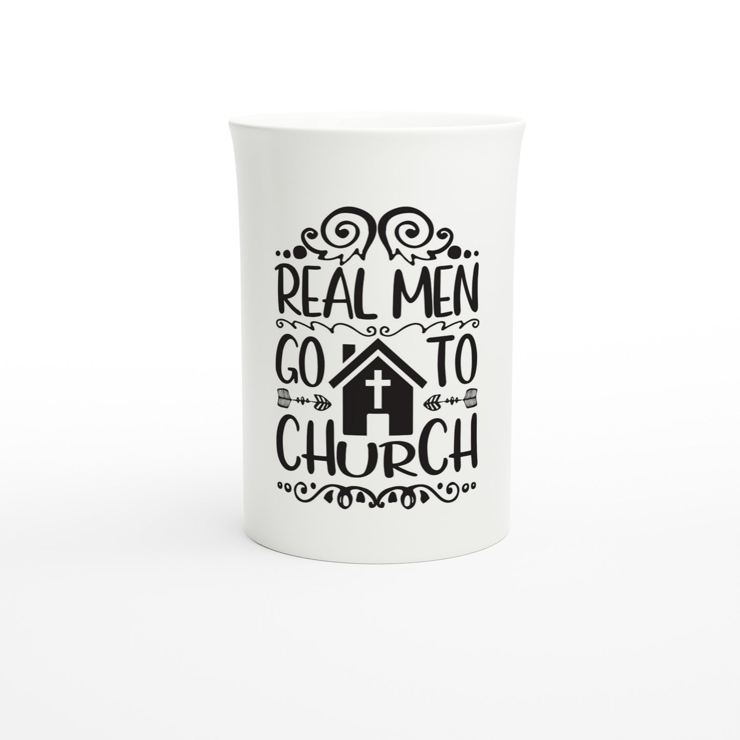 Real Men Go To Church - White 10oz Porcelain Slim Mug