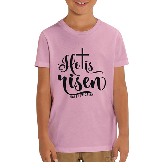 He is Risen (Matthew 20:6) - Organic Kids Crewneck T-shirt