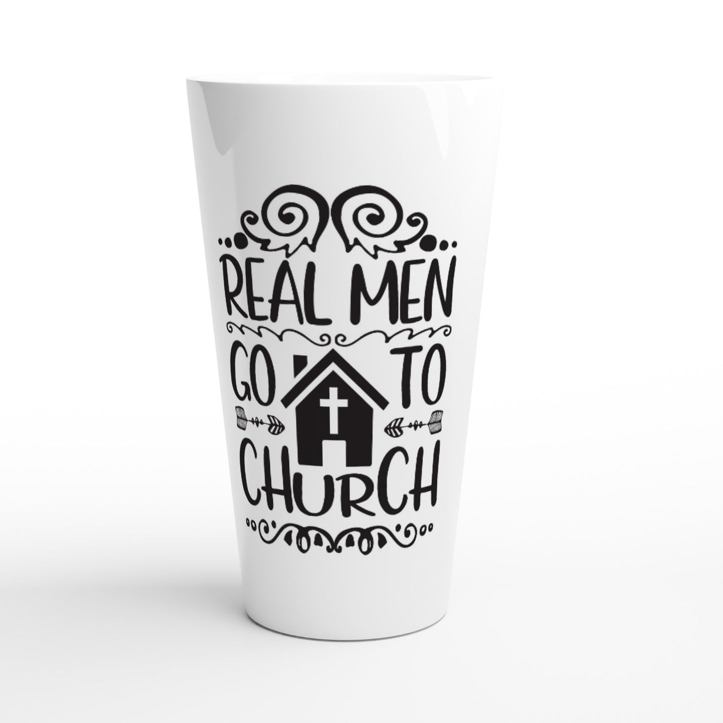 Real Men Go To Church - White Latte 17oz Ceramic Mug