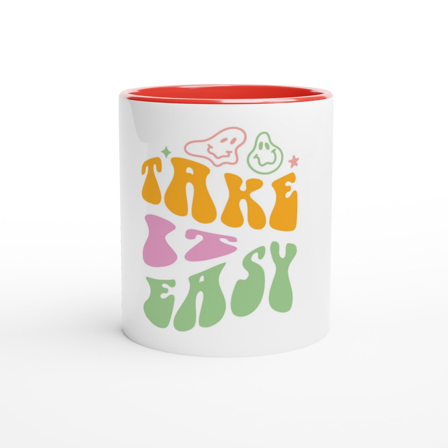 Take It Easy - White 11oz Ceramic Mug with Color Inside