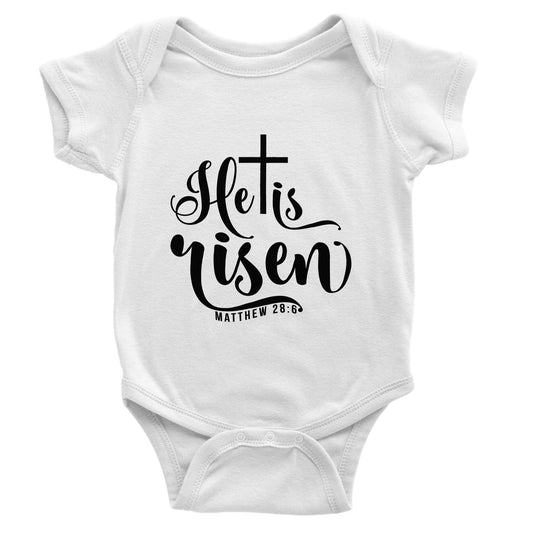 He is Risen (Matthew 20:6) - Classic Baby Short Sleeve Bodysuit