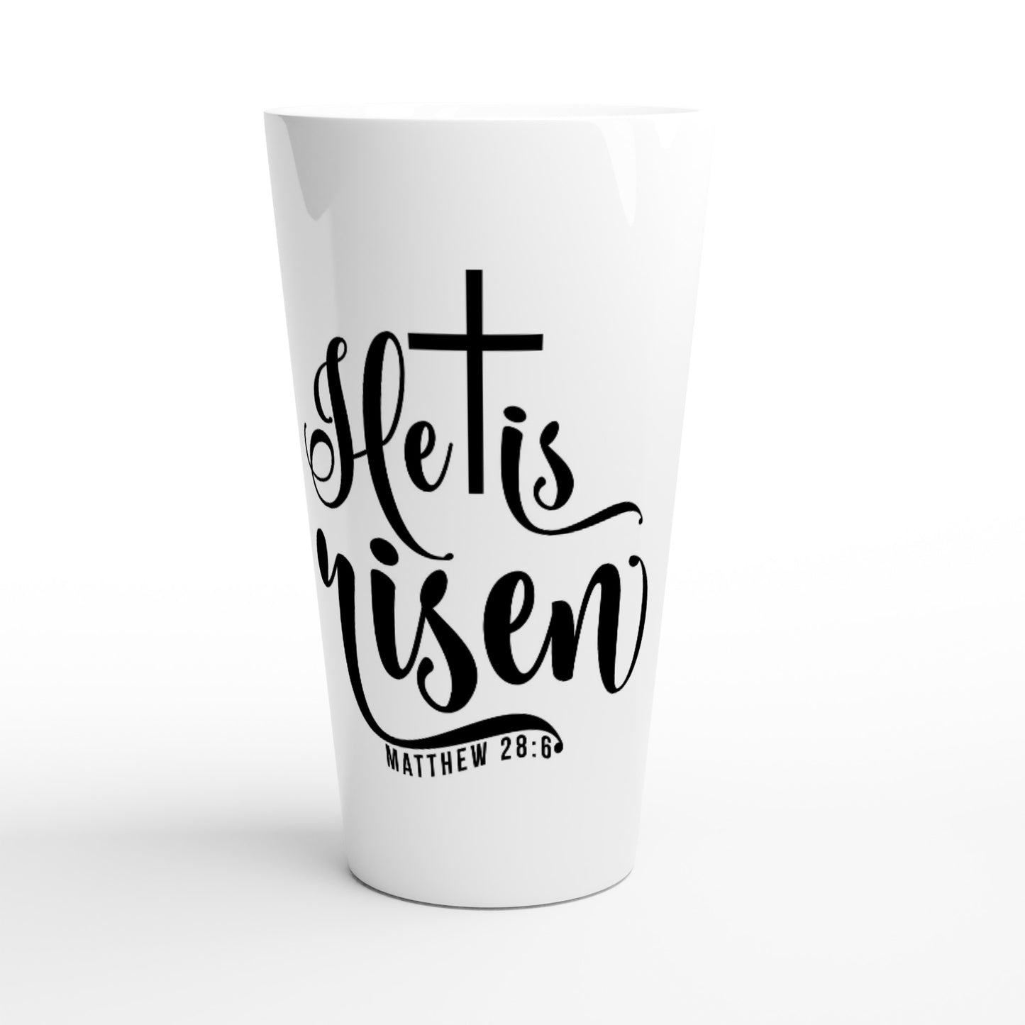 He is Risen (Matthew 20:6) - White Latte 17oz Ceramic Mug