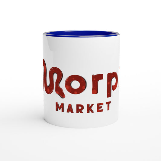 Morph Market (Red Circles) - White 11oz Ceramic Mug with Color Inside