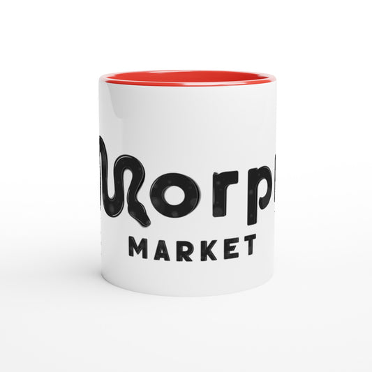 Morph Market (Dark Circles) - White 11oz Ceramic Mug with Color Inside