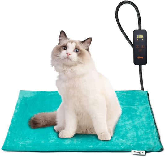 Pet Heating Pad, Temperature Adjustable Dog Cat Heating Pad with Timer, Waterproof Pet Heating Pad