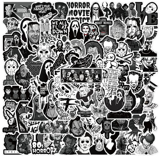 100 Pcs Horror Stickers,Horror Movie Stickers Vinyl Waterproof Stickers for Laptop,Skateboard,Hydro Flask,Water Bottles,Computer,Phone(Horror -100PCS)