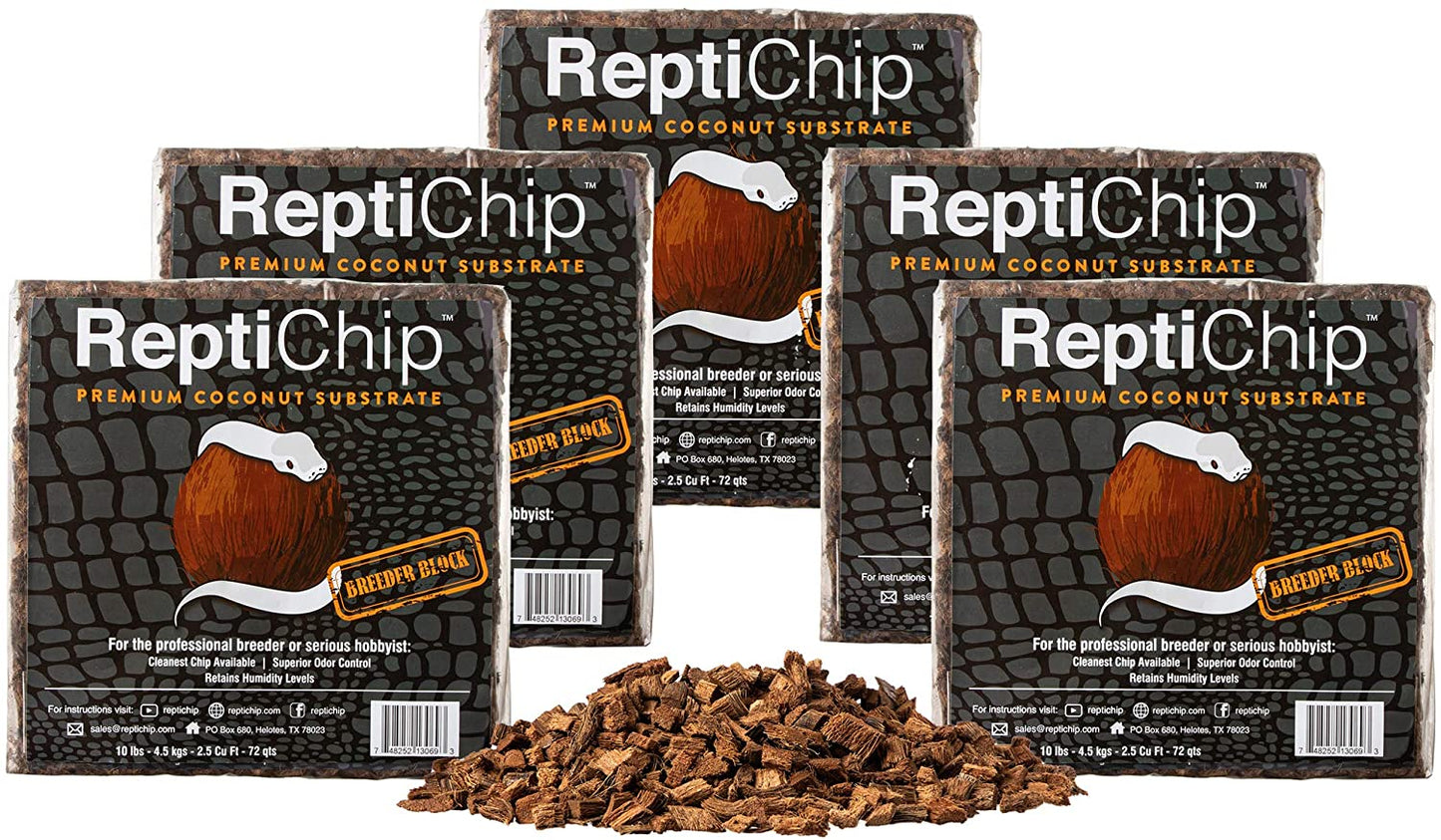 ReptiChip Compressed Coconut Chip Substrate for Reptiles 72 Quart Coco Chips Brick Bedding