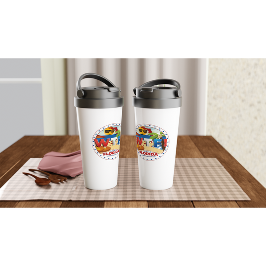 WTF! Welcome to Florida -- White 15oz Stainless Steel Travel Mug