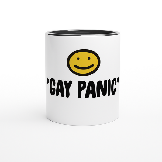 *Gay Panic* - White 11oz Ceramic Mug with Color Inside