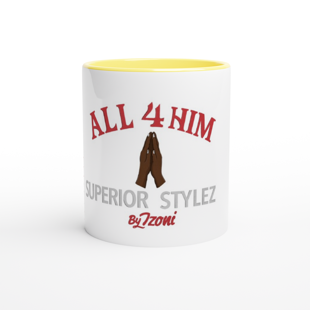All 4 Him - White 11oz Ceramic Mug with Color Inside (Light)