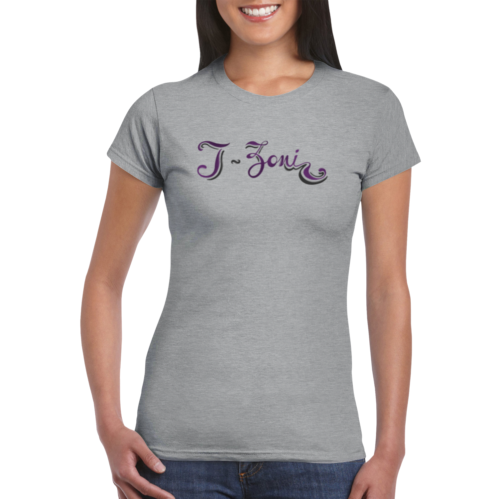 T-Zoni - Classic Womens Crewneck T-shirt (Purple + Black)