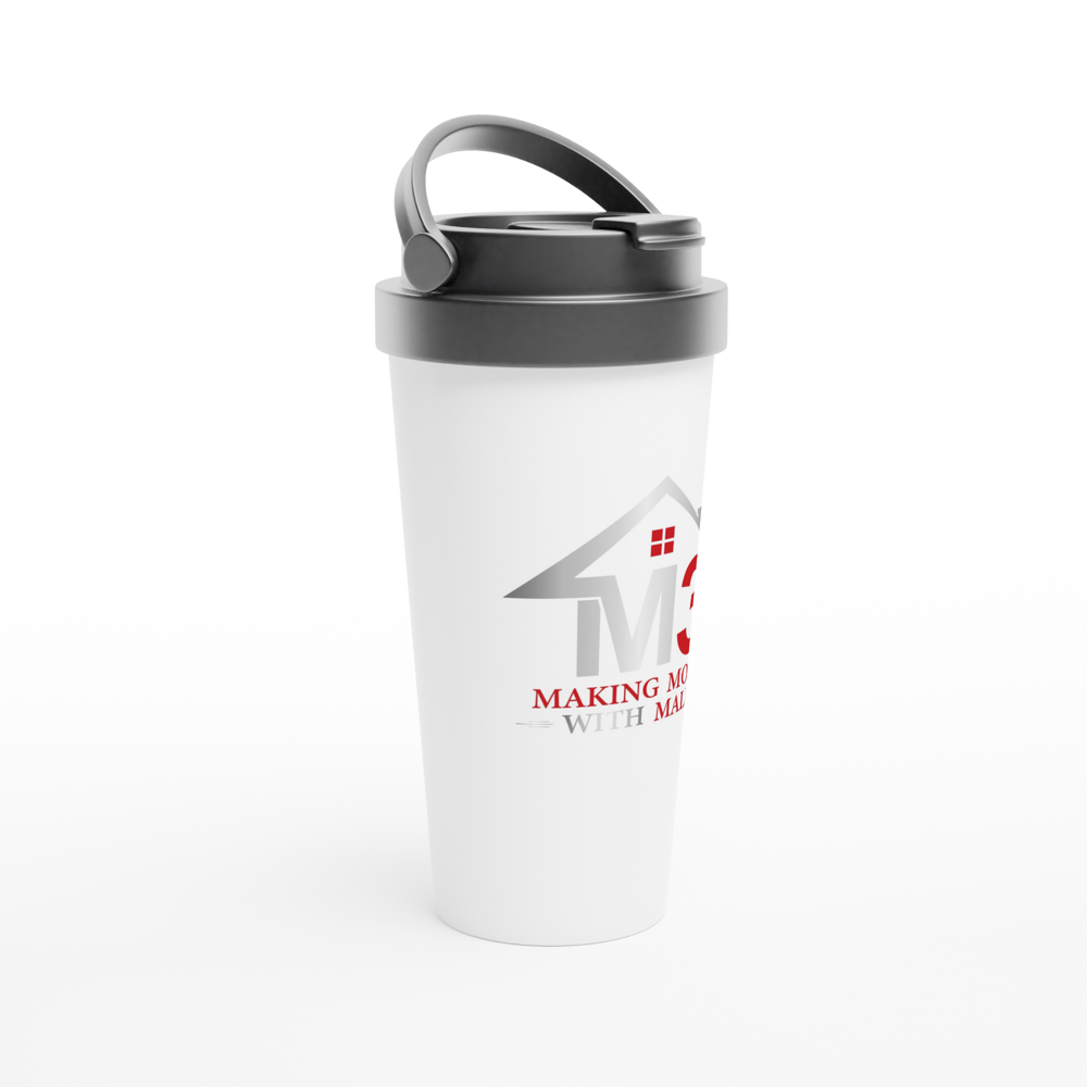 M3 Making Moves With Malik - White 15oz Stainless Steel Travel Mug