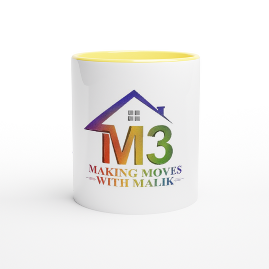M3 Making Moves with Malik (Rainbow) White 11oz Ceramic Mug with Color Inside