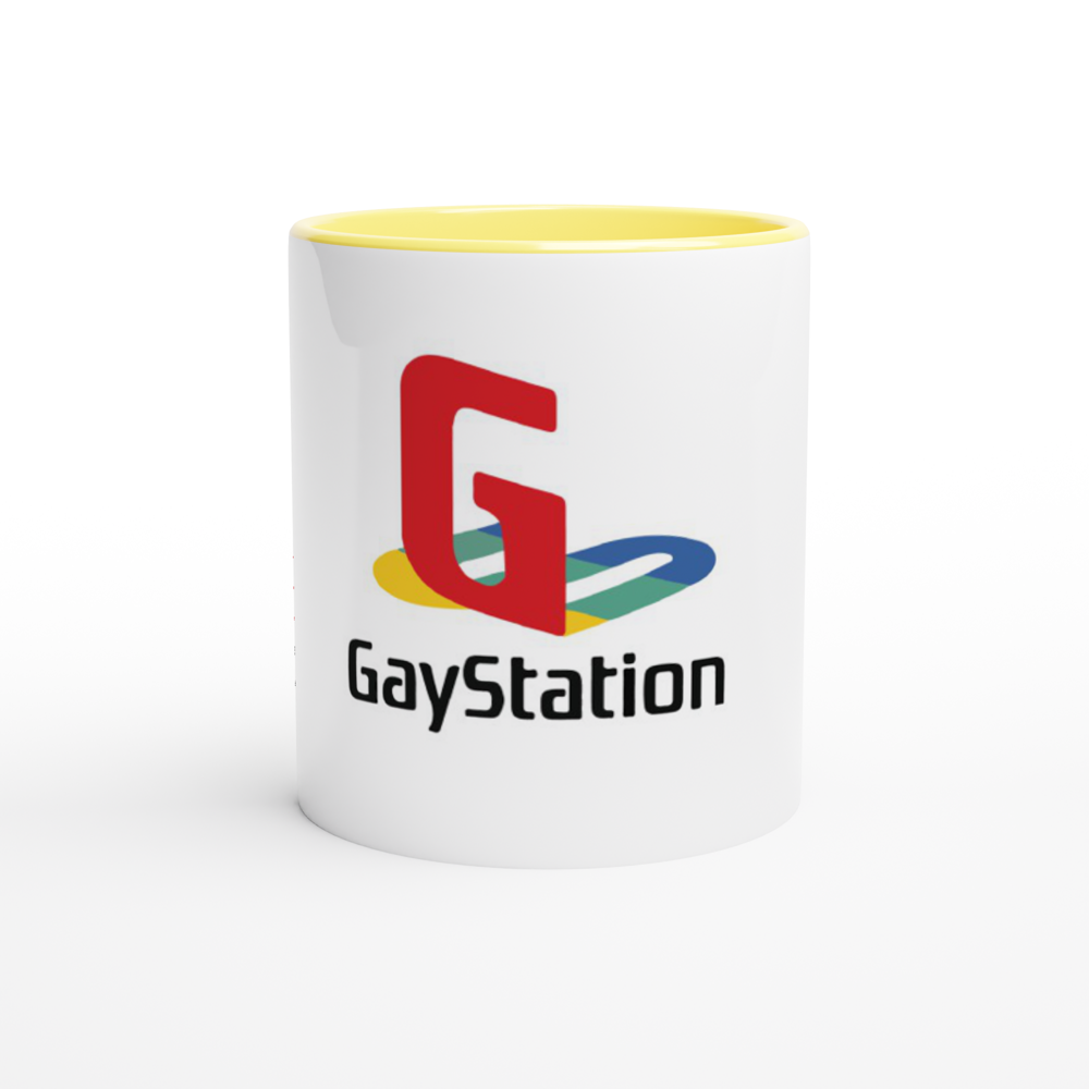 GayStation -- White 11oz Ceramic Mug with Color Inside
