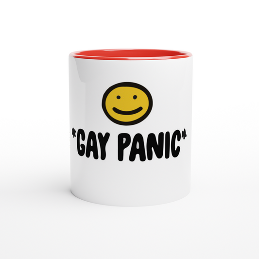 *Gay Panic* - White 11oz Ceramic Mug with Color Inside