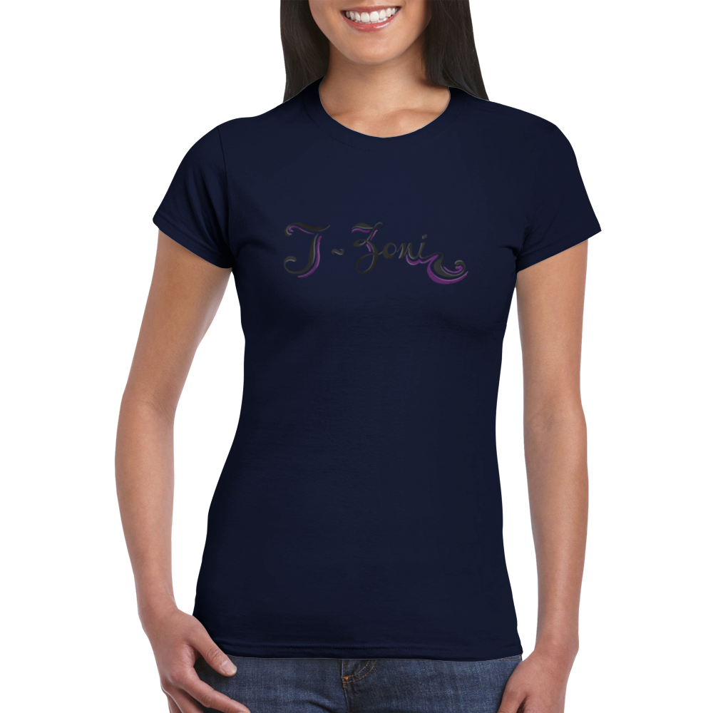 T-Zoni - Classic Womens Crewneck T-shirt (Black+Purple)