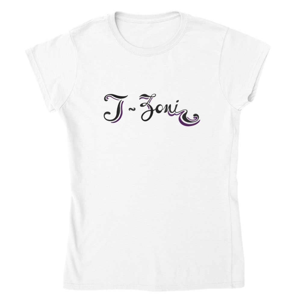 T-Zoni - Classic Womens Crewneck T-shirt (Black+Purple)