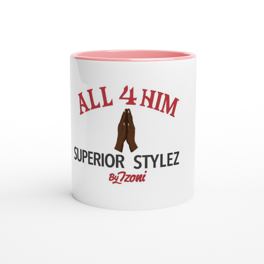 All 4 Him - White 11oz Ceramic Mug with Color Inside (Dark)