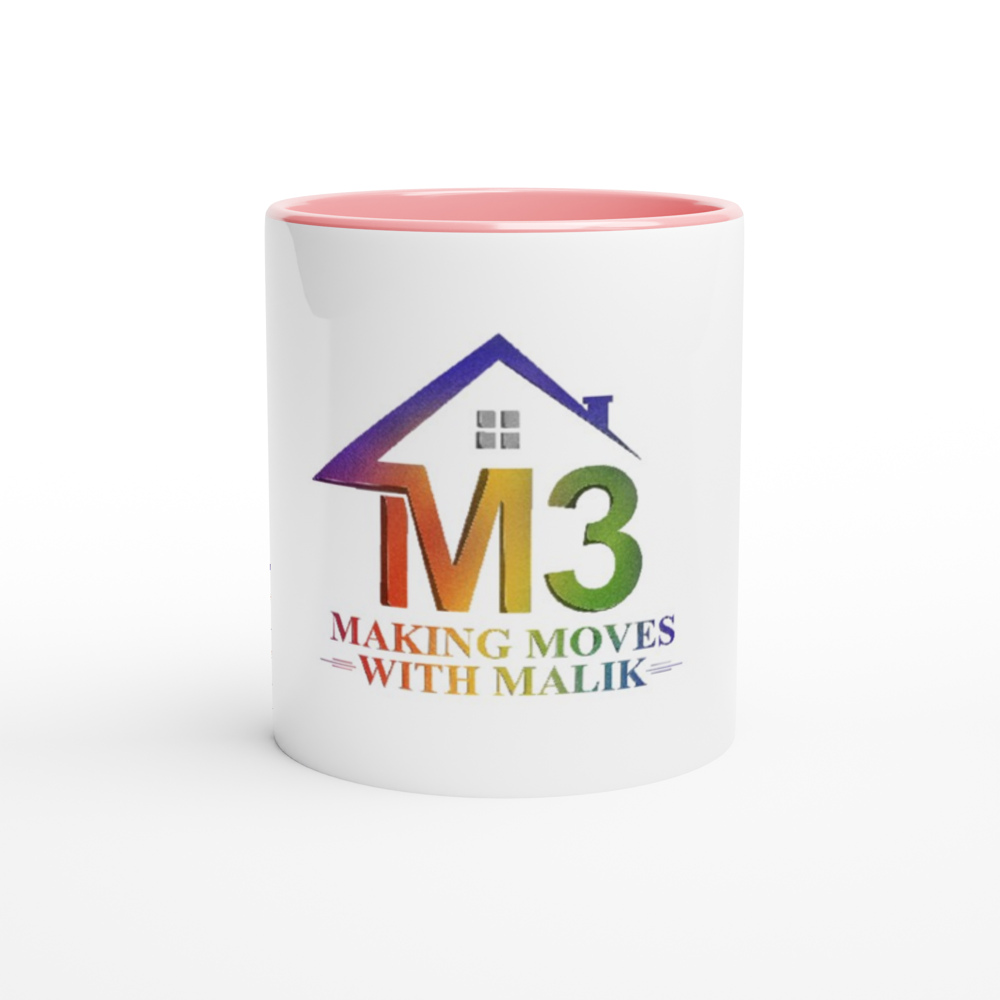 M3 Making Moves with Malik (Rainbow) White 11oz Ceramic Mug with Color Inside