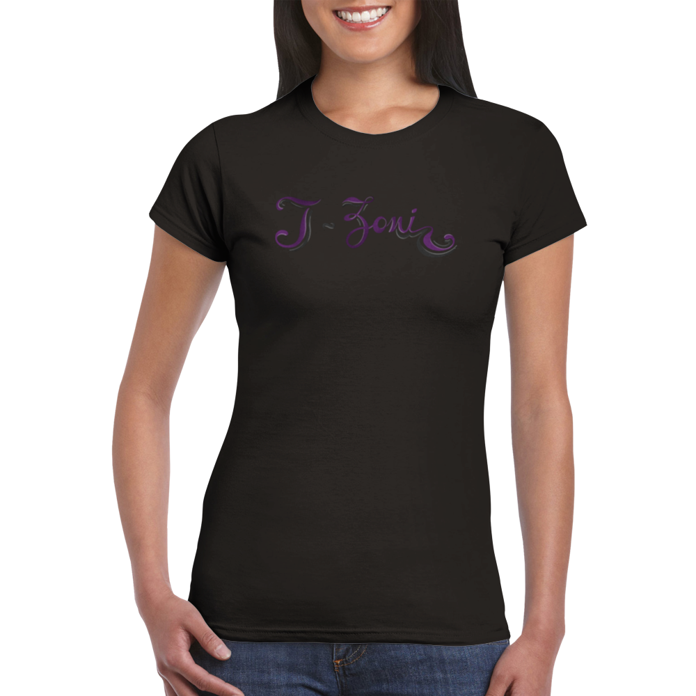 T-Zoni - Classic Womens Crewneck T-shirt (Purple + Black)