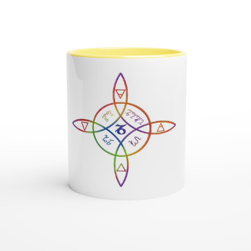 Gavin-White 11oz Ceramic Mug with Color Inside (Rainbow)